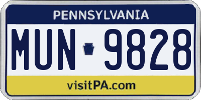 PA license plate MUN9828