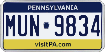 PA license plate MUN9834