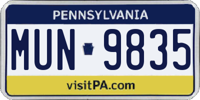 PA license plate MUN9835