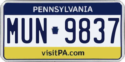 PA license plate MUN9837