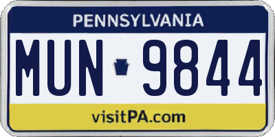 PA license plate MUN9844