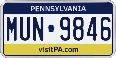 PA license plate MUN9846