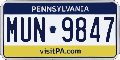 PA license plate MUN9847