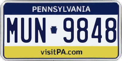 PA license plate MUN9848
