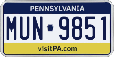 PA license plate MUN9851