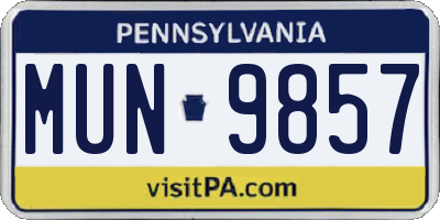 PA license plate MUN9857