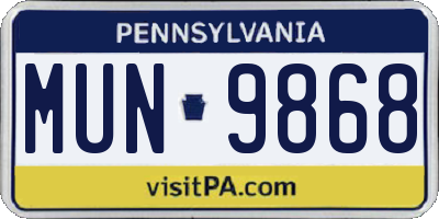 PA license plate MUN9868