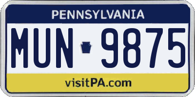 PA license plate MUN9875