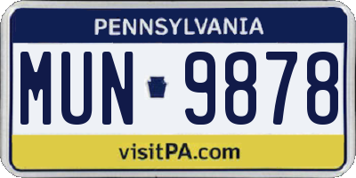 PA license plate MUN9878