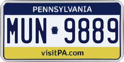 PA license plate MUN9889