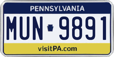 PA license plate MUN9891