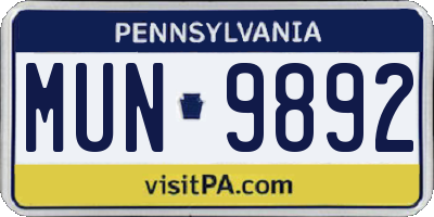 PA license plate MUN9892