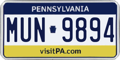 PA license plate MUN9894