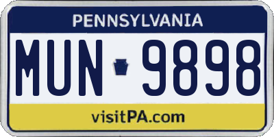 PA license plate MUN9898