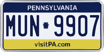 PA license plate MUN9907