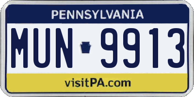 PA license plate MUN9913