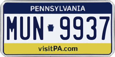 PA license plate MUN9937