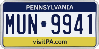 PA license plate MUN9941
