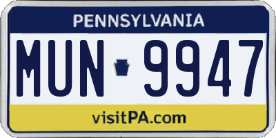 PA license plate MUN9947