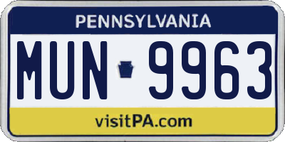 PA license plate MUN9963