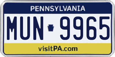 PA license plate MUN9965