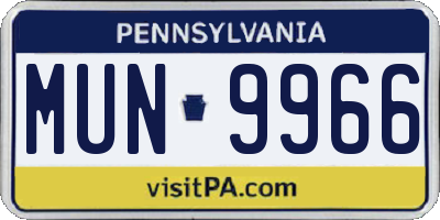 PA license plate MUN9966