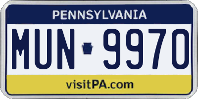 PA license plate MUN9970