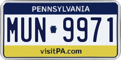 PA license plate MUN9971