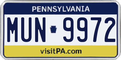 PA license plate MUN9972