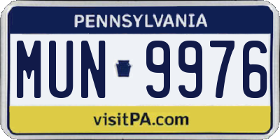 PA license plate MUN9976