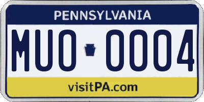 PA license plate MUO0004