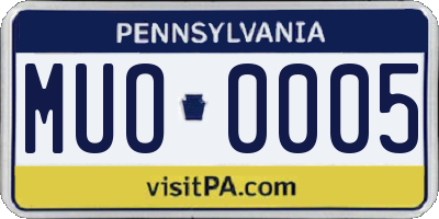 PA license plate MUO0005