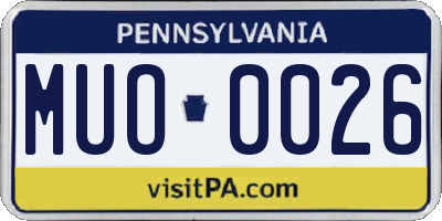 PA license plate MUO0026