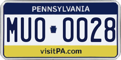 PA license plate MUO0028