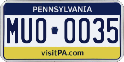 PA license plate MUO0035