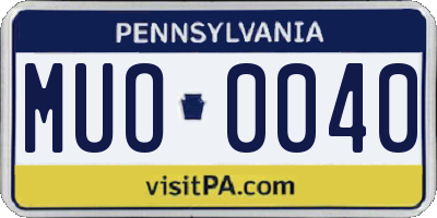 PA license plate MUO0040