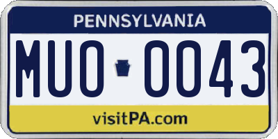 PA license plate MUO0043