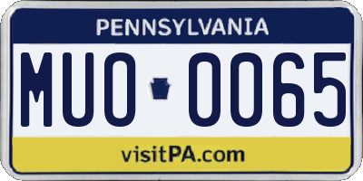 PA license plate MUO0065