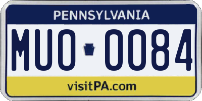 PA license plate MUO0084
