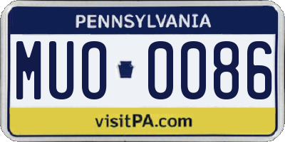 PA license plate MUO0086
