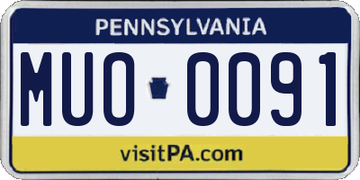 PA license plate MUO0091