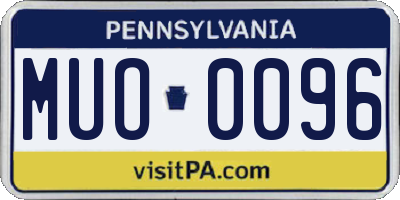 PA license plate MUO0096