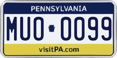 PA license plate MUO0099