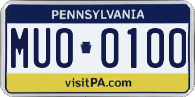 PA license plate MUO0100