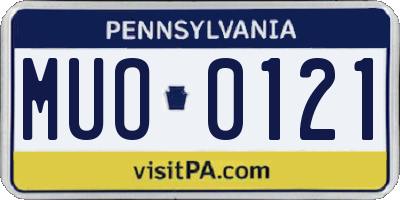 PA license plate MUO0121
