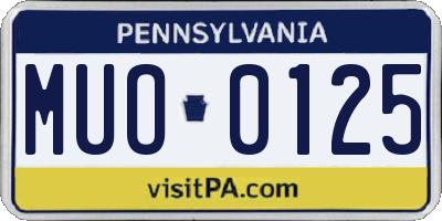 PA license plate MUO0125