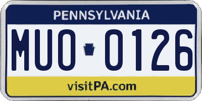 PA license plate MUO0126