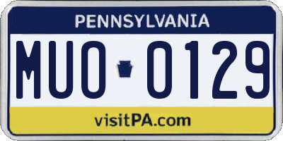 PA license plate MUO0129