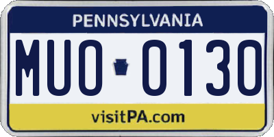 PA license plate MUO0130