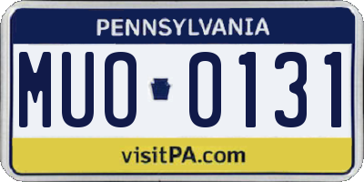 PA license plate MUO0131